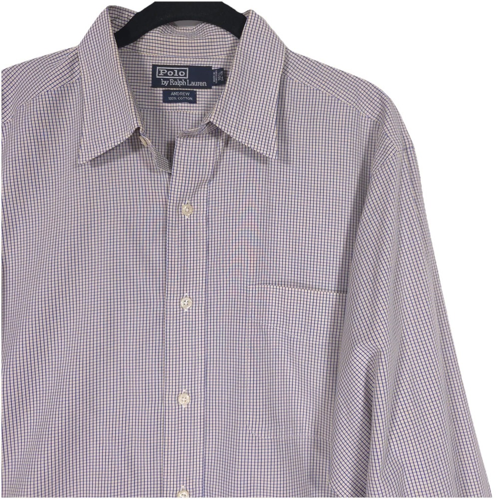 POLO‎ RALPH LAUREN Men's Shirt ANDREW 16.5 Mini Check Blue Yellow HONG KONG🇭🇰